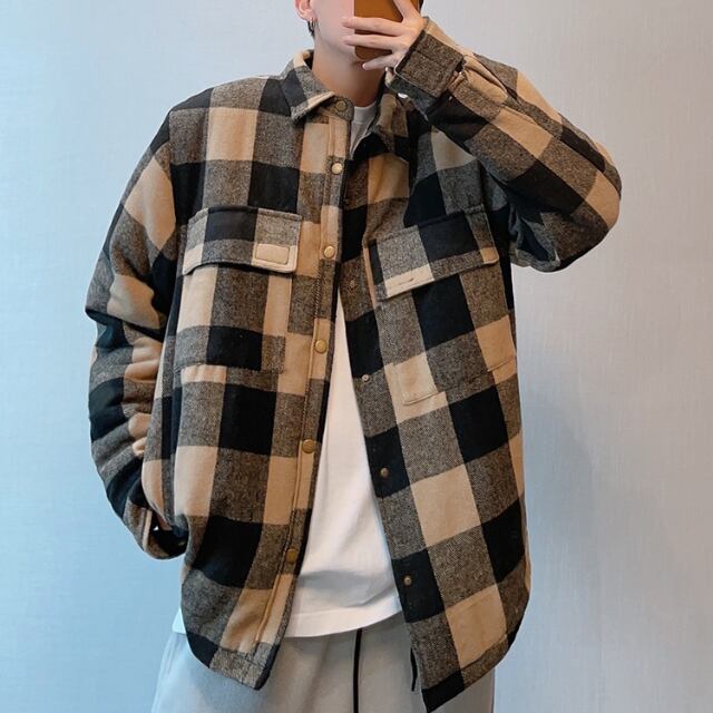 予約販売】シャツジャケット ブルゾン アウター ネルシャツ 中綿