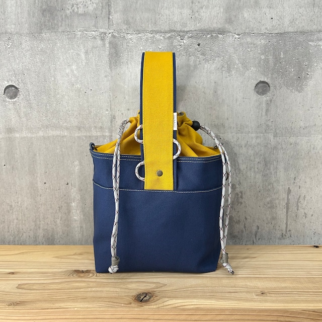 【紐なし】2025新作-＊ One Handle Para2WayBag ＊- <2WAY仕様> / 紺×マスタード