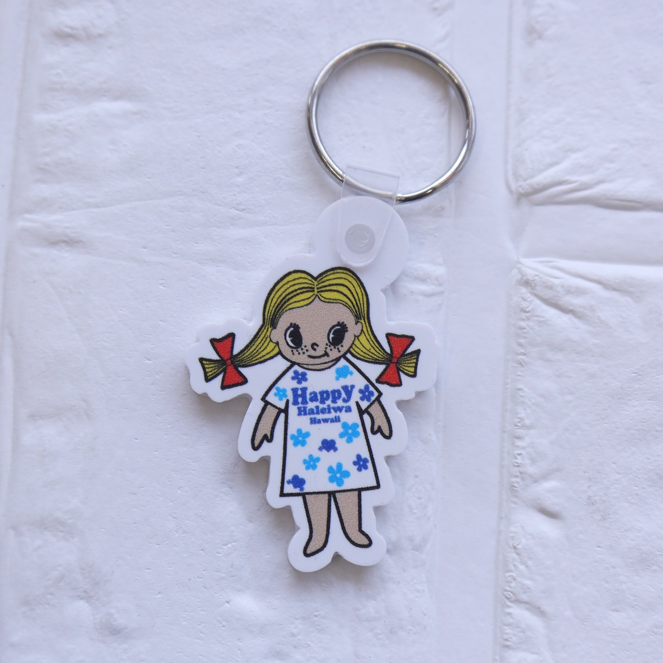 ★ハワイ直輸入 キーリング ★HAPPY HALEIWA/ハッピーハレイワ/ハッピーちゃん/キーホルダー/ノースショア<ハウオリちゃん>