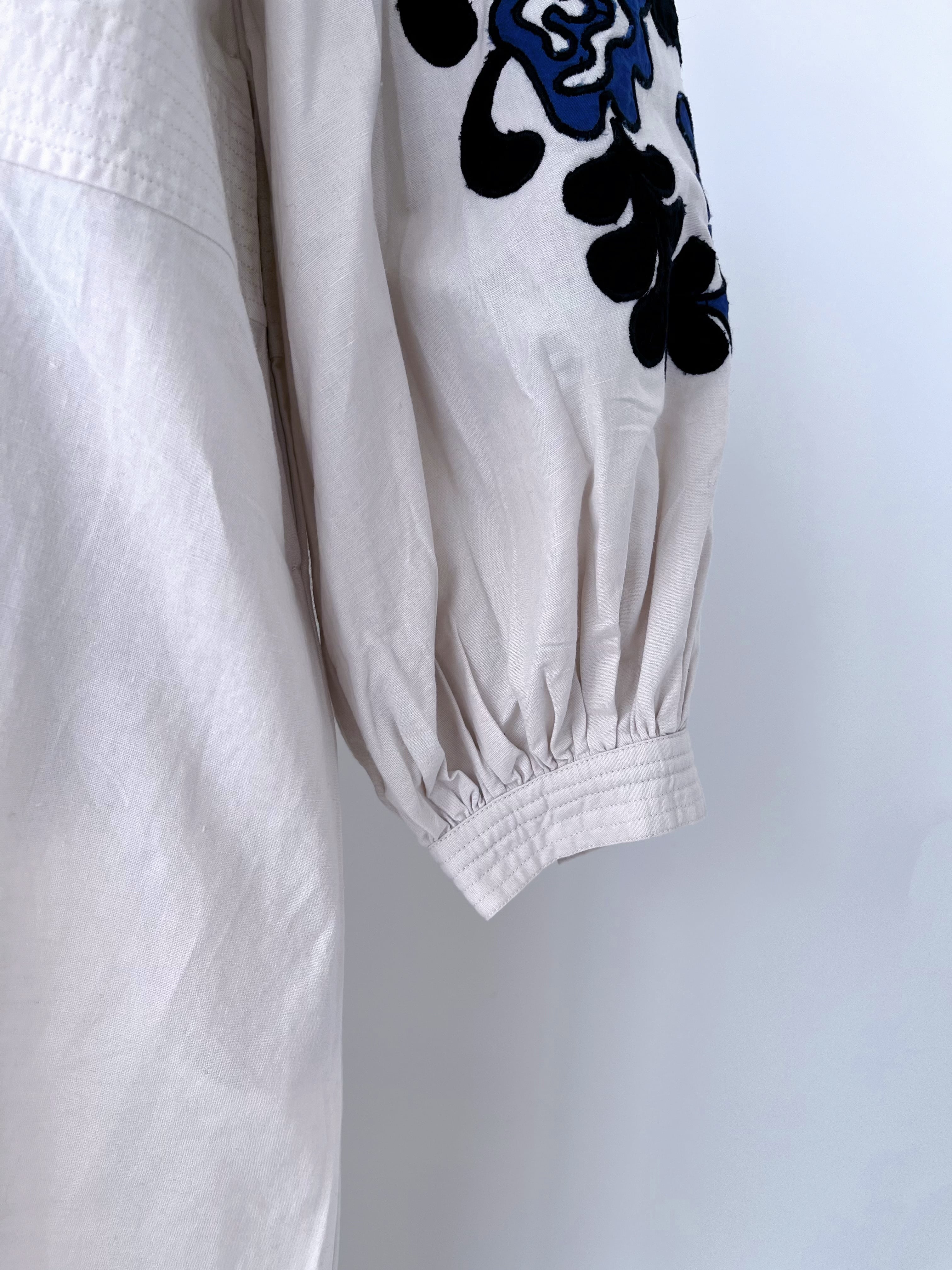 Sara Mallika Cotton Linen Patchwork Embroidery Dress | KOKO