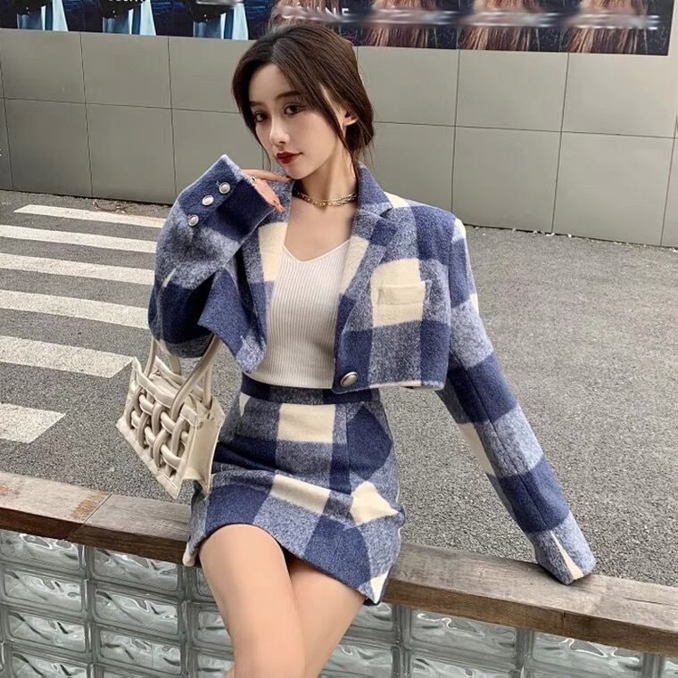 ブロックチェックツィードセットアップ くらべ 