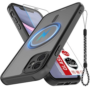 【特価処分】iPhone 11ケース [MagSafeと互換性] 1×強化ガラススクリーンプロテクター付き [指印防止] [高速磁性統合構造] iPhone 11 6.1インチ用-ブラック