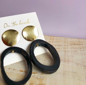 Buffalo horn pierced earrings / OTB-72