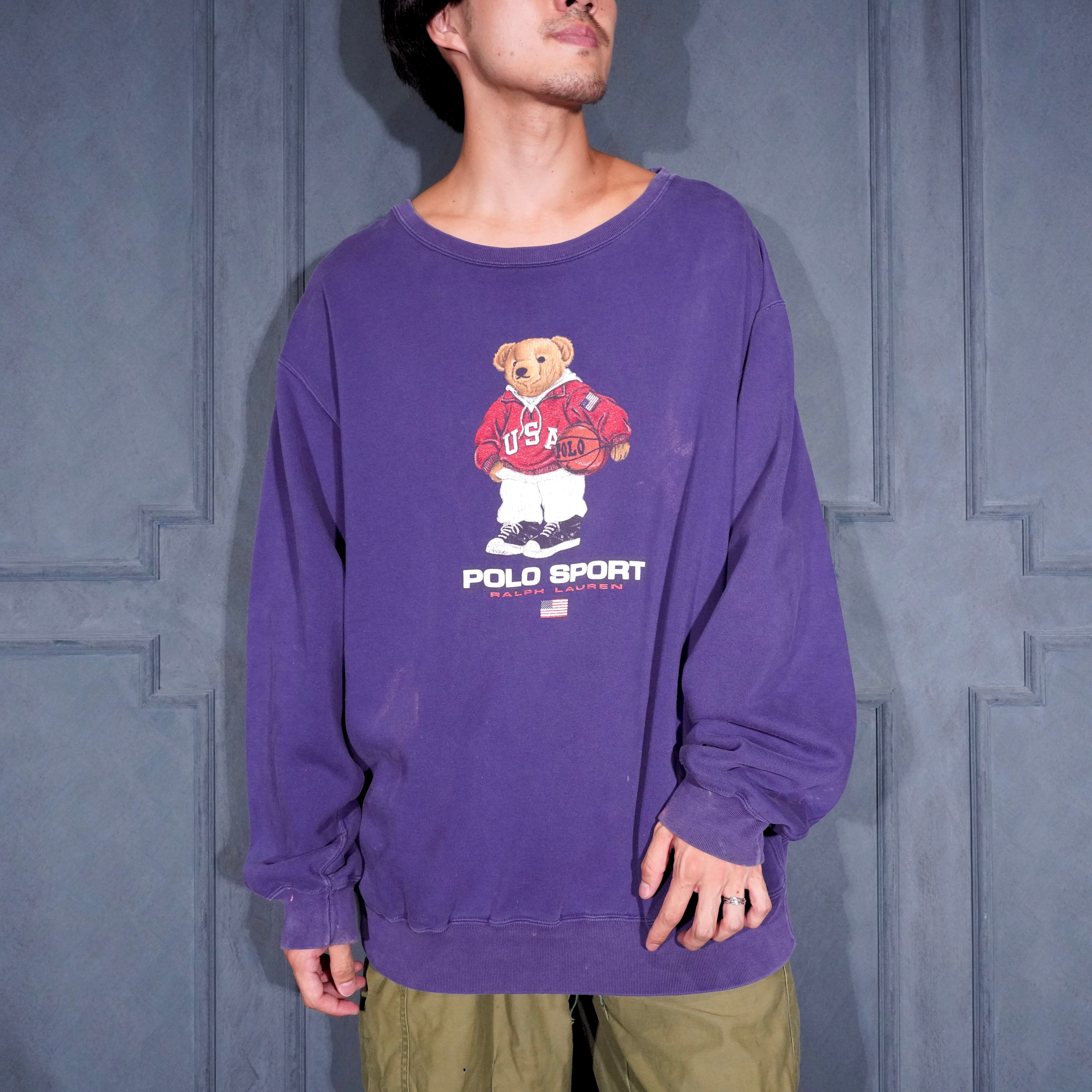 90's USA VINTAGE Polo by Ralph Lauren POLO BEAR BASKETBALL PRINT
