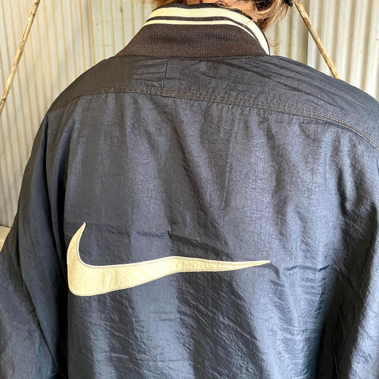 新品 NIKE チェック 柄 ナイロンジャケット 刺繍 swoosh XL