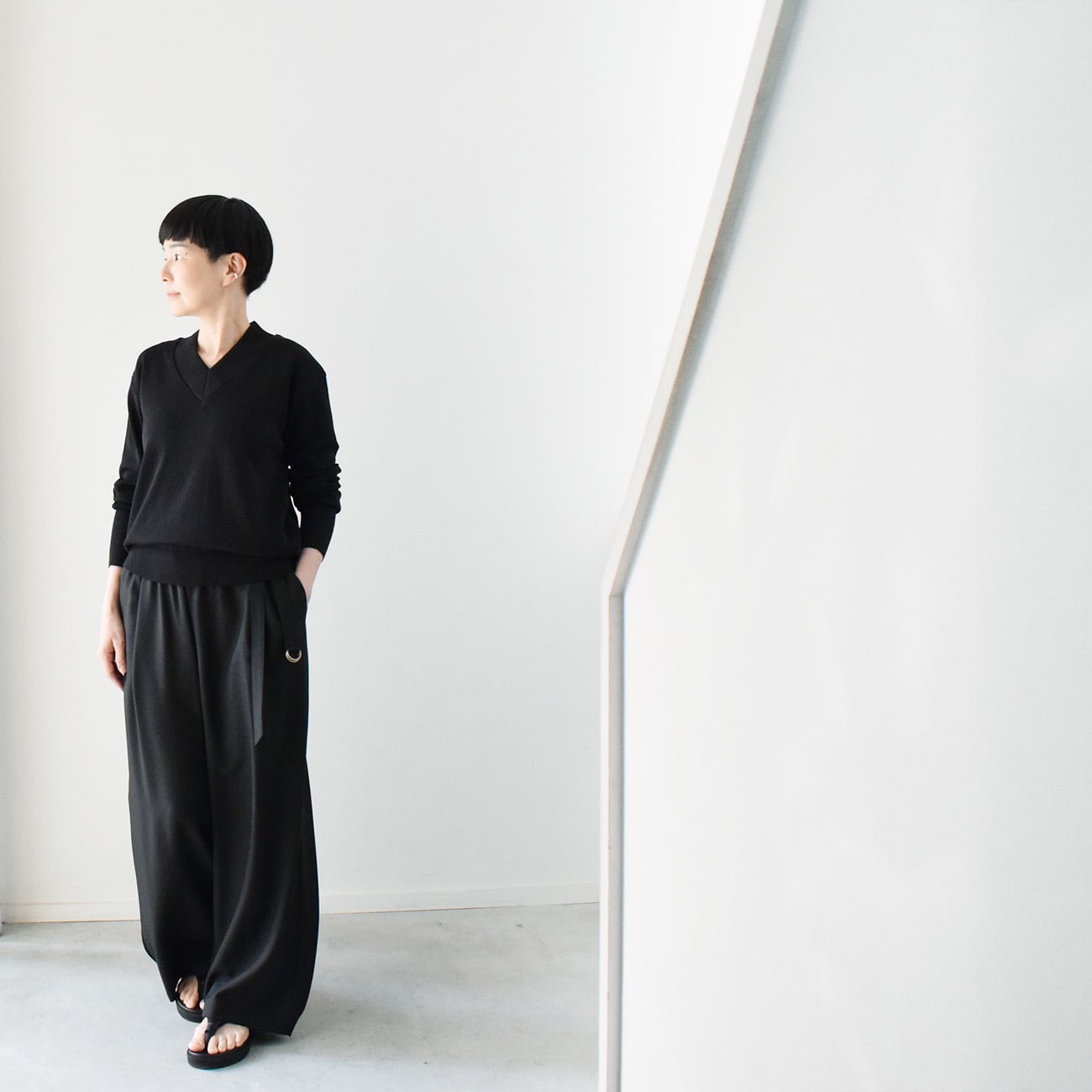 後ろタックワイドパンツ：黒［PT03LPBK］ | skep-online shop
