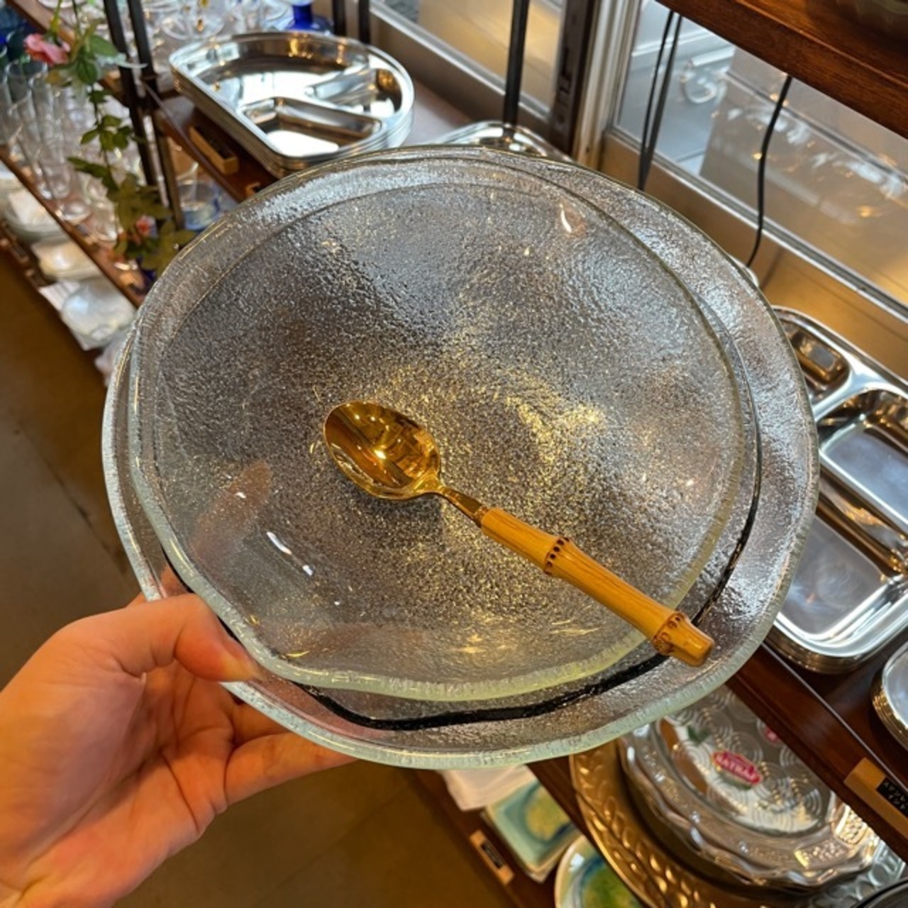Turkey Organic Glass Bowl M  2color clear black / トルコ製 ガラス ボウル M 全2色 クリア ブラック ガラス食器 透明感 サラダボウル ニュアンス すりガラス風 キッチン雑貨 皿 食器 ギフト プレゼント