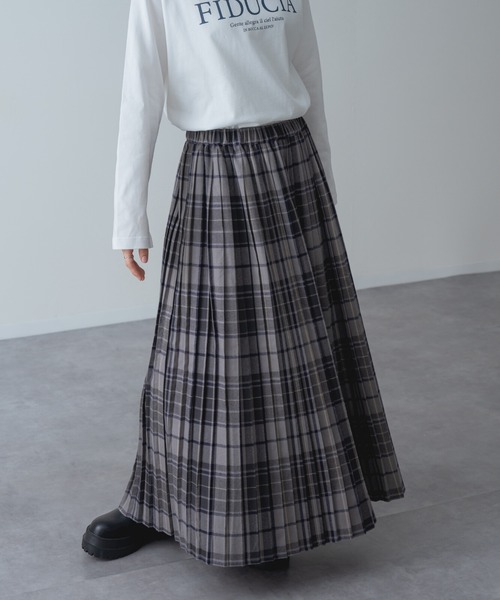起毛チェックプリーツスカート　