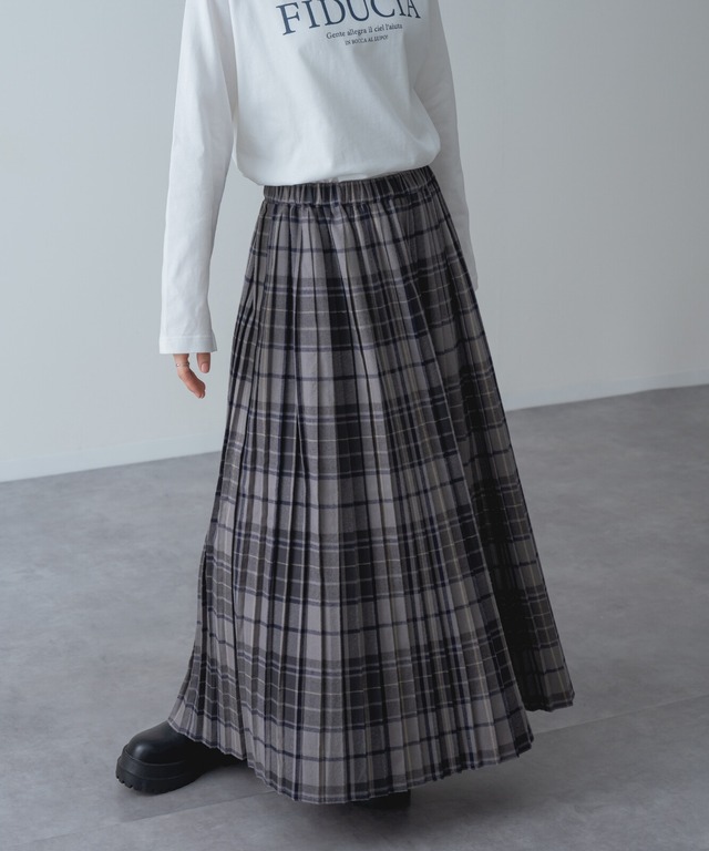 起毛チェックプリーツスカート　