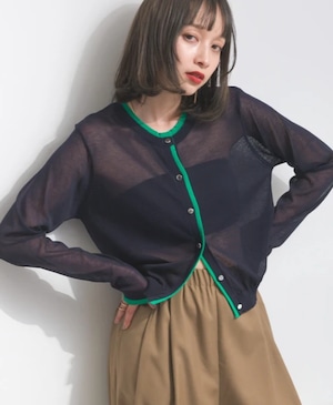 ナンバーミーTOKYO" SHEER BY COLOR KNIT CARDIGAN"NAVY
