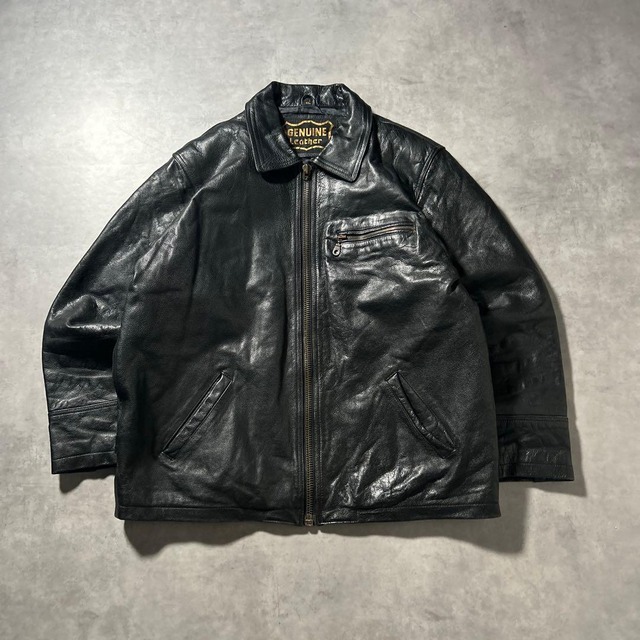 【NA】80s GENUINE LEATHER ジップアップ レザー ライダース
