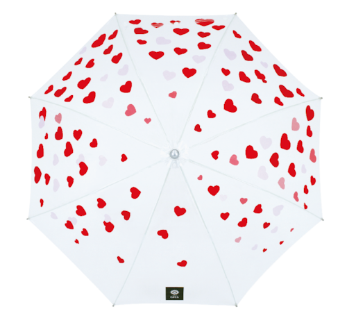 キッズ 雨傘 ビニール傘 ハート総柄 50cm ジャンプ傘