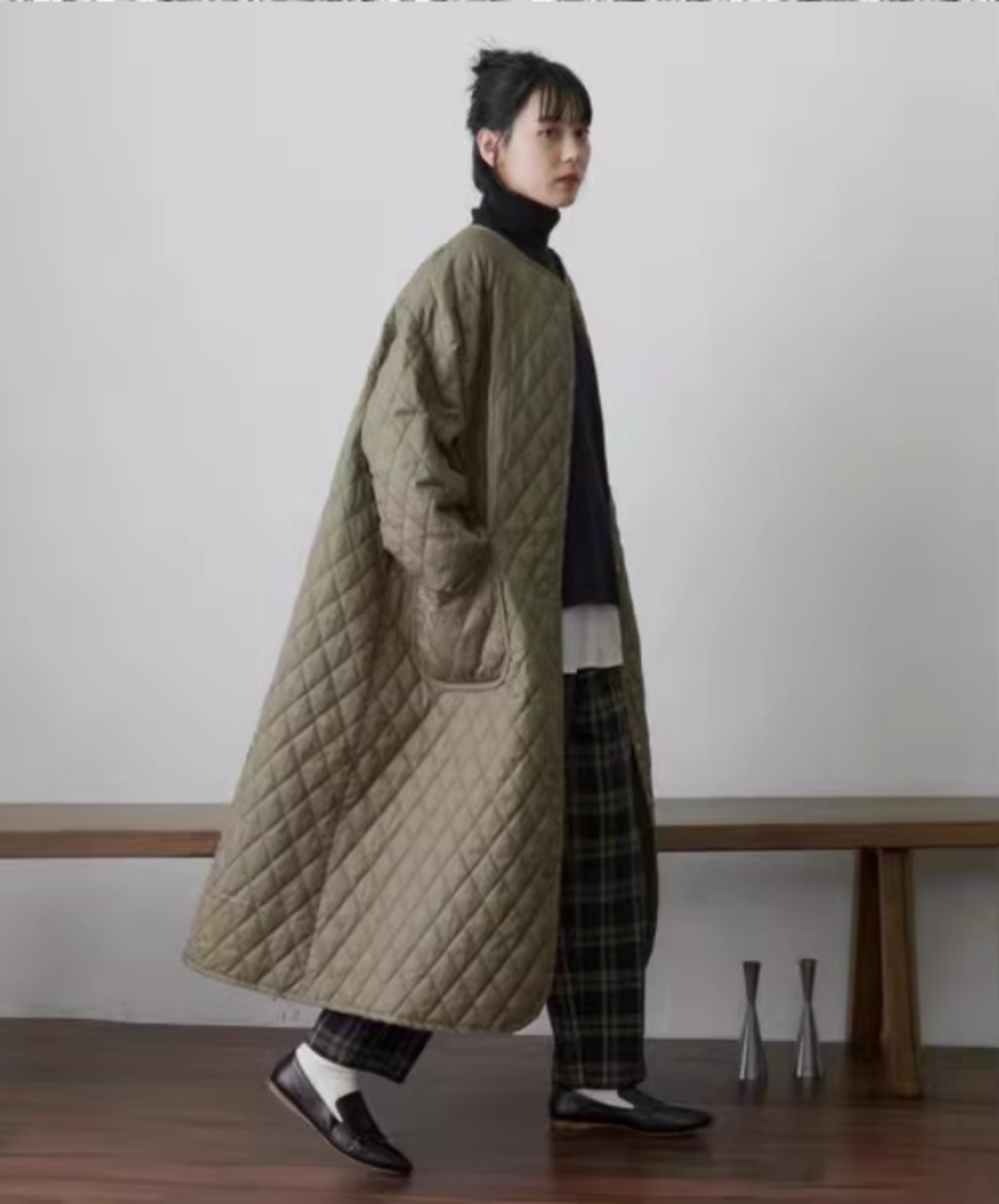 キルティングコート ラップ リボン オーバーサイズ ノーカラー 40b379d1d22f17d5af7c1b92a6b54d
