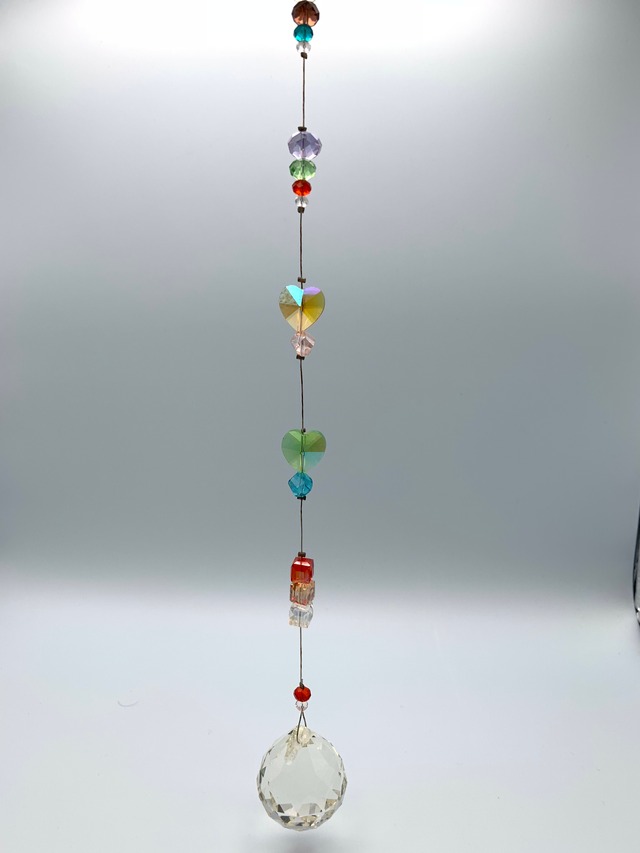 【サンキャッチャー】吊るしタイプ クリア3cm玉 マルチカラー(商品番号c3-0)