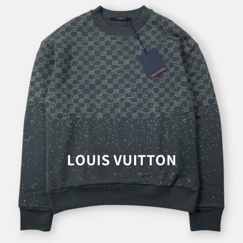 未使用 LOUIS VUITTON ルイ・ヴィトン 22AW ダミエ 長袖 裏起毛 スウェット トレーナー RM222M IHN グレー XS / J&NREUSE メンズ トップス