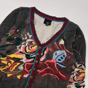 カシミヤ混 justcavalli ジャストカヴァリ 花柄刺繍 デザイン ニット カーディガン 42/マルチ レディース