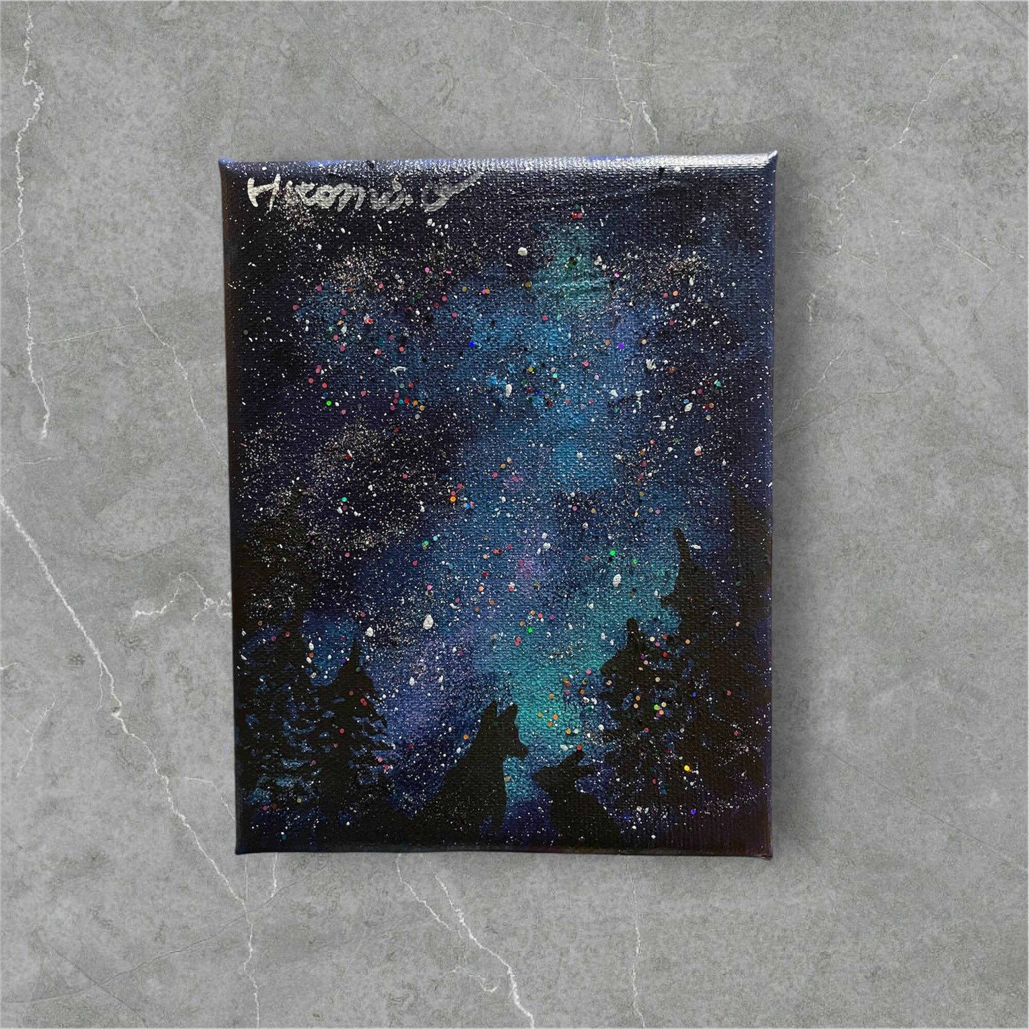 A-56/24】夜空 宇宙 風景画 抽象画 アクリル画 原画 絵画 現代アート