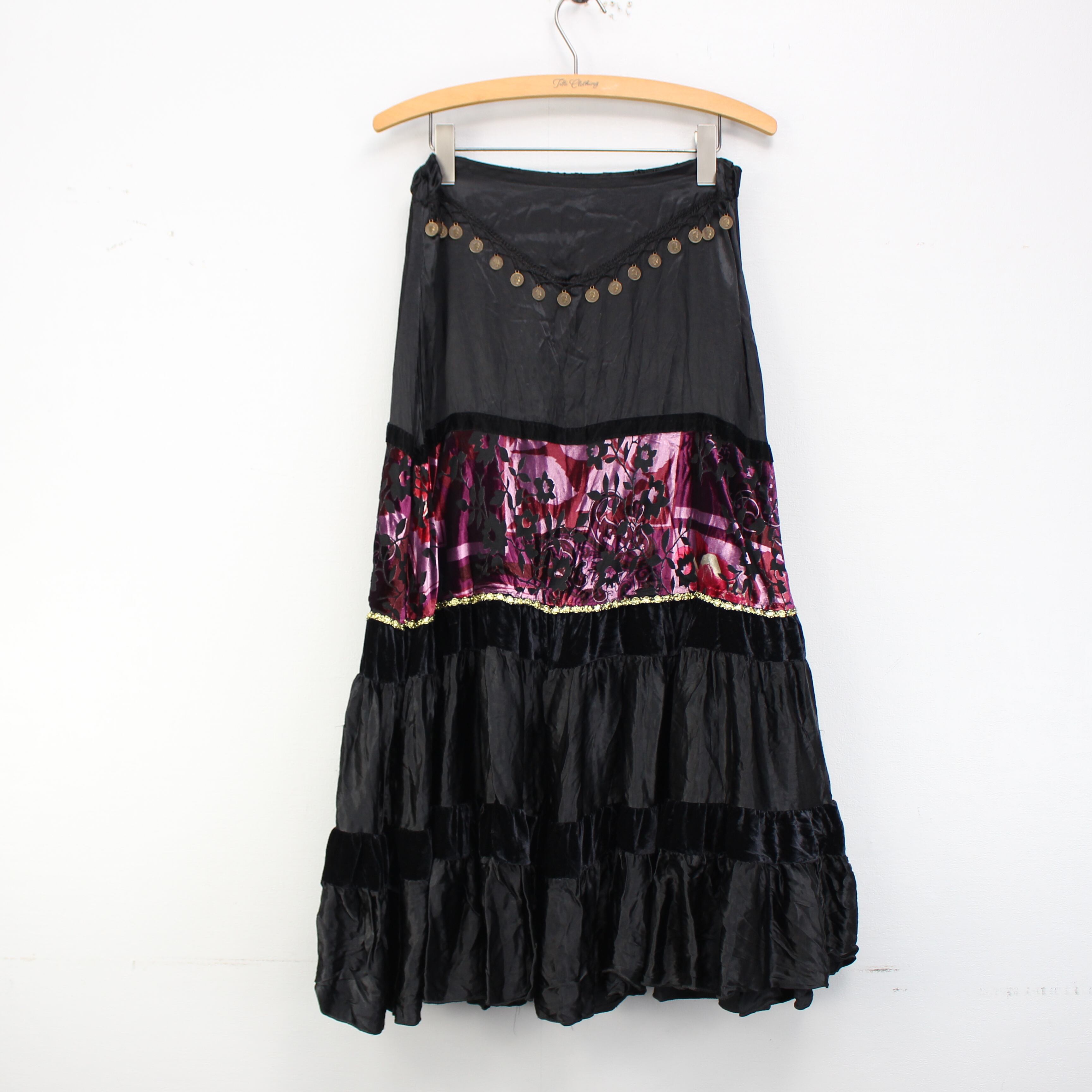 USA VINTAGE VELOUR SWITCHED WAIST COIN DESIGN LONG SKIRT/アメリカ