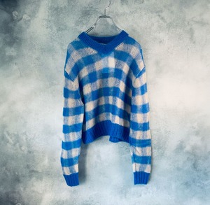 Acne Studios Gingham Jumper  Blue Light Beige  アクネスタディオス アクネ ストゥディオズ ギンガム ジャンパー セーター ブルー ライトベージュ