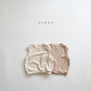【anggo】フレンチスリーブナチュラルカットソー ベージュ 80〜120cm