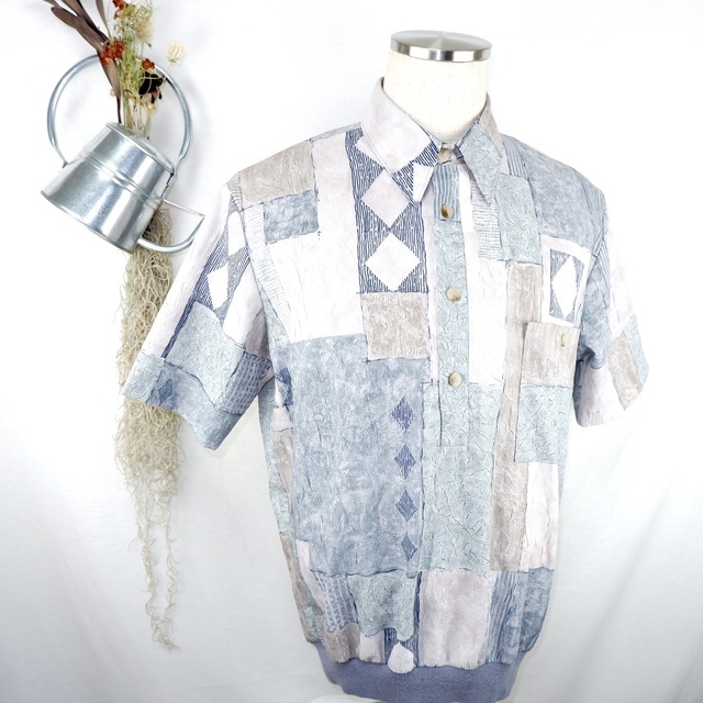 [M] Design Pattern Pullover Shirt | 総柄 プルオーバー シャツ