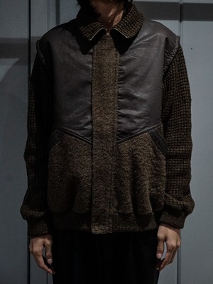 【add (C) vintage】Multiple Fabrics Switching Design Loose Jacket