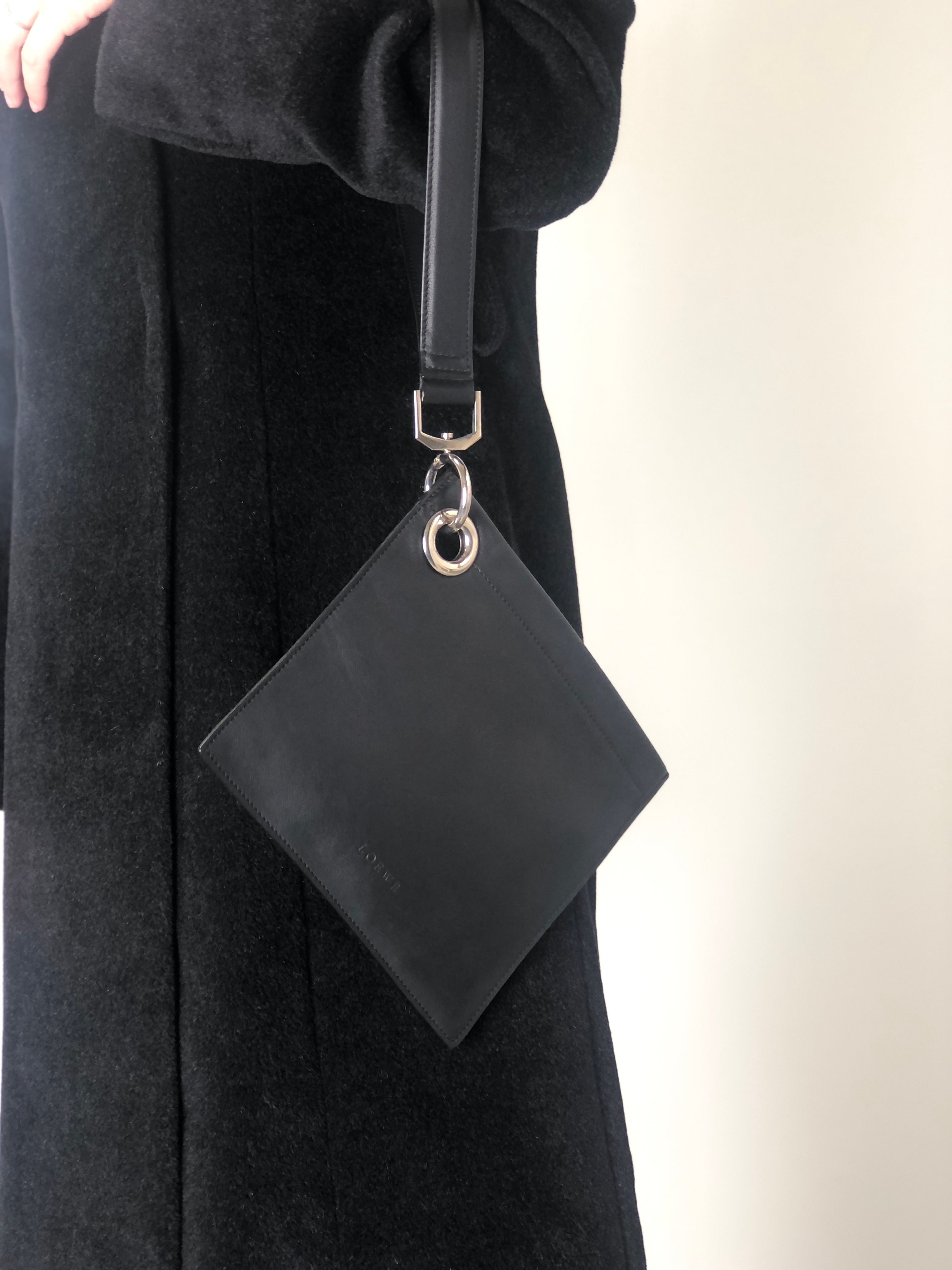 LOEWE ロエベ ポーチ ブラック ロゴ レザー vintage ヴィンテージ オールド 2w2ru5