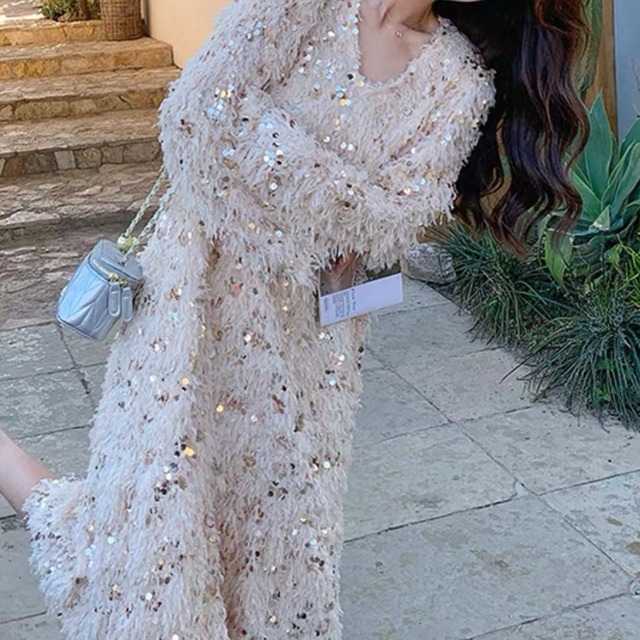 きらきらフェザーワンピース　2color　N00297