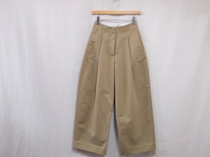 STUDIO NICHOLSON”Women’s CONTINUITY PANTS DEEP PLEAT VOLUME ANKLE CROP TAN”