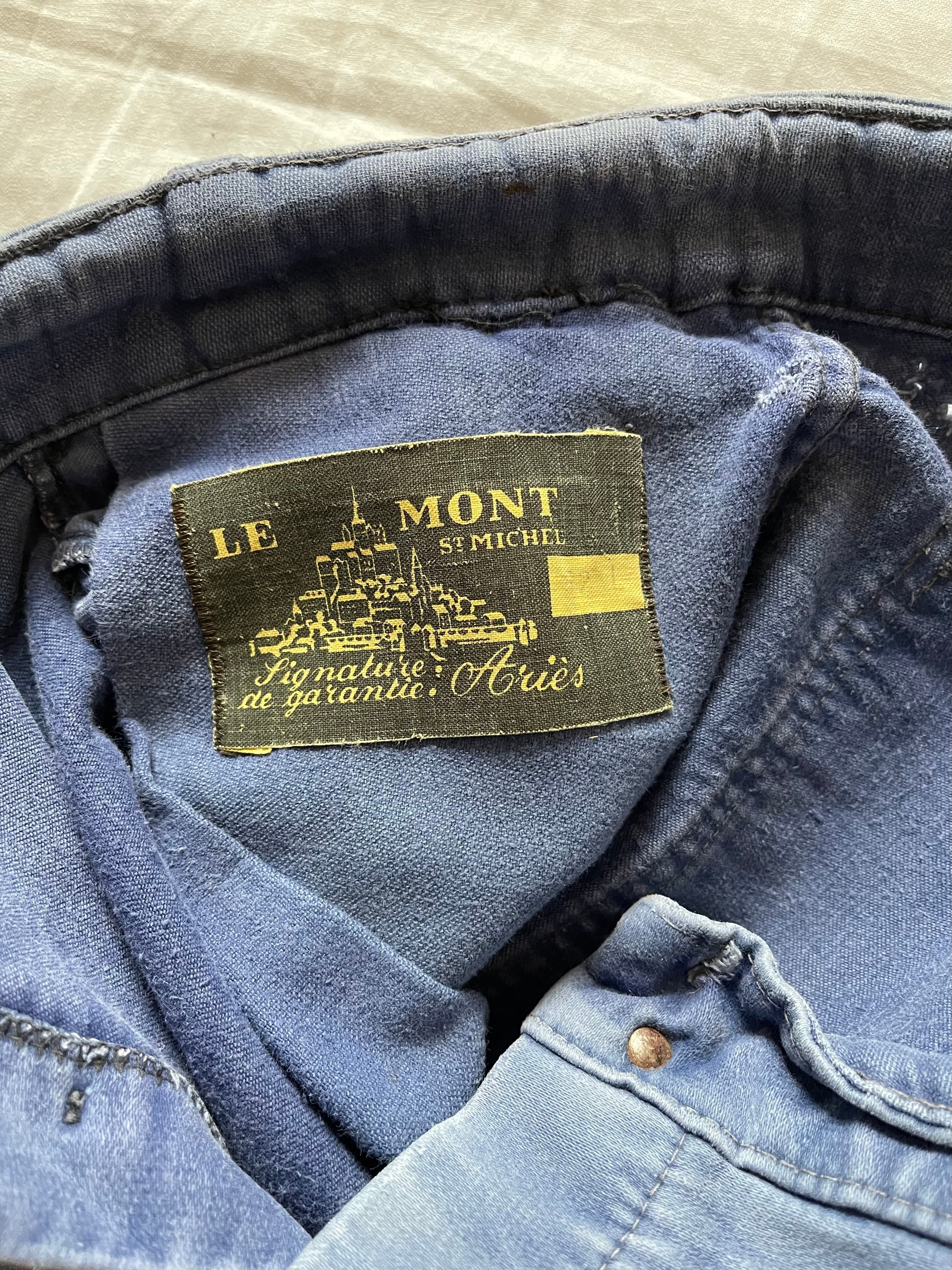1950~60s French vintage Blue Moleskin Work pants 