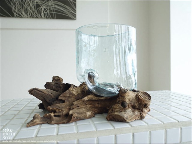 硝子フラワーベースKyli / 01 花瓶 メダカ鉢 めだか鉢 プリミティブガラスベース 吹きガラス 手作り 一点物 自然な様