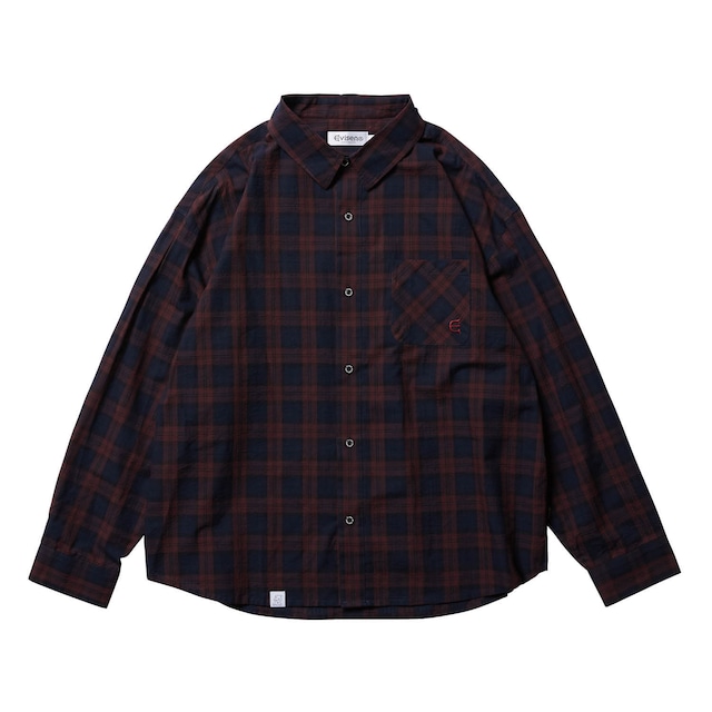 EVISEN / SEERSUCKER PLAID L/S SHIRT / RED