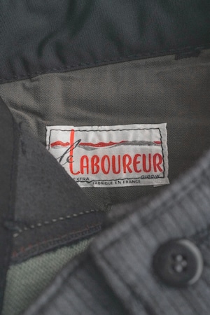 50~60's "French Work" Charcoal Gray Color Cotton Piqué Trousers (Made by "LABOUREUR")