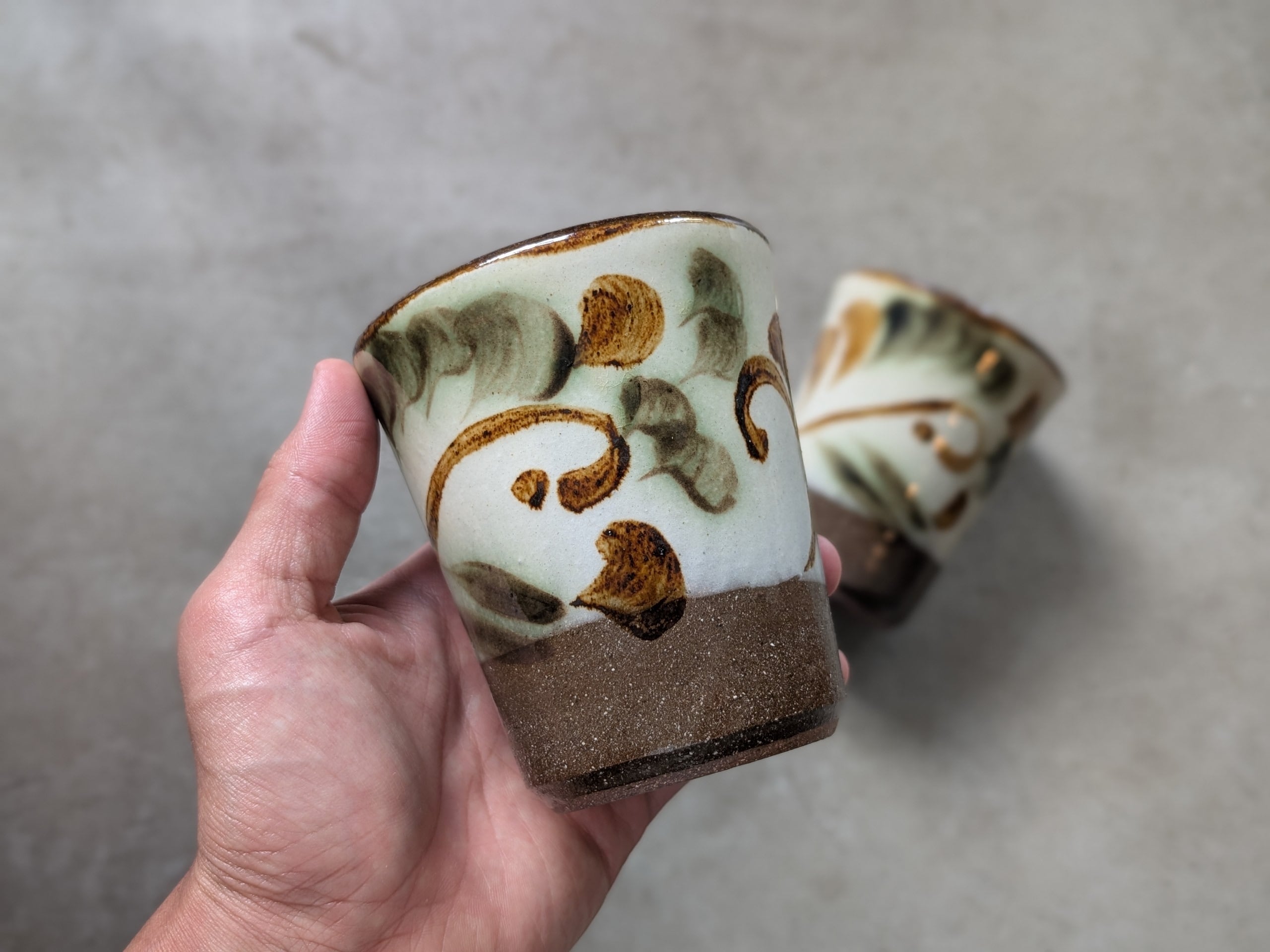 kumana様 リクエスト 2点 まとめ商品　やちむん やちむん フリーカップ（染付唐草・緑） | やちむん工房 與那嶺