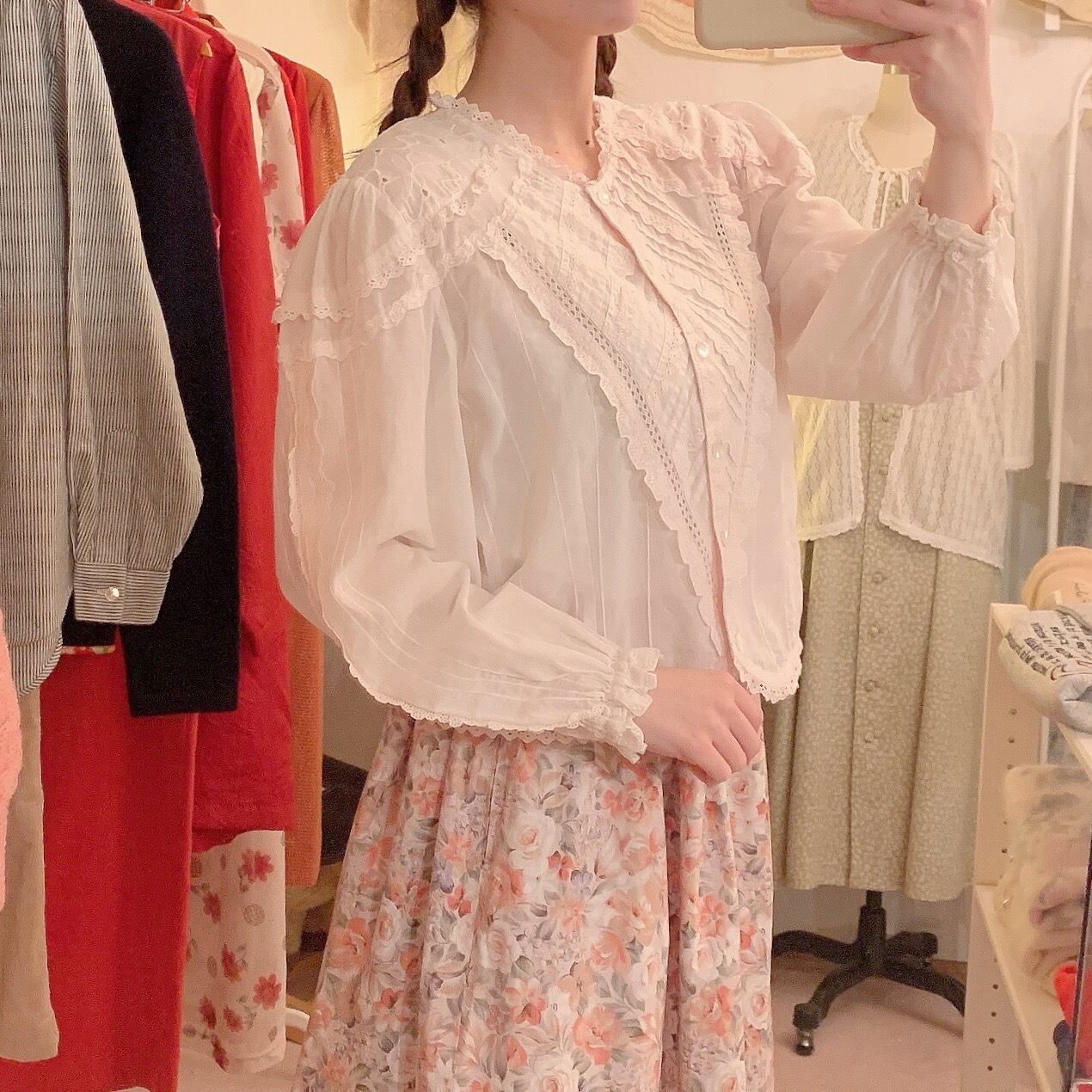 blossom pink cotton lace blouse