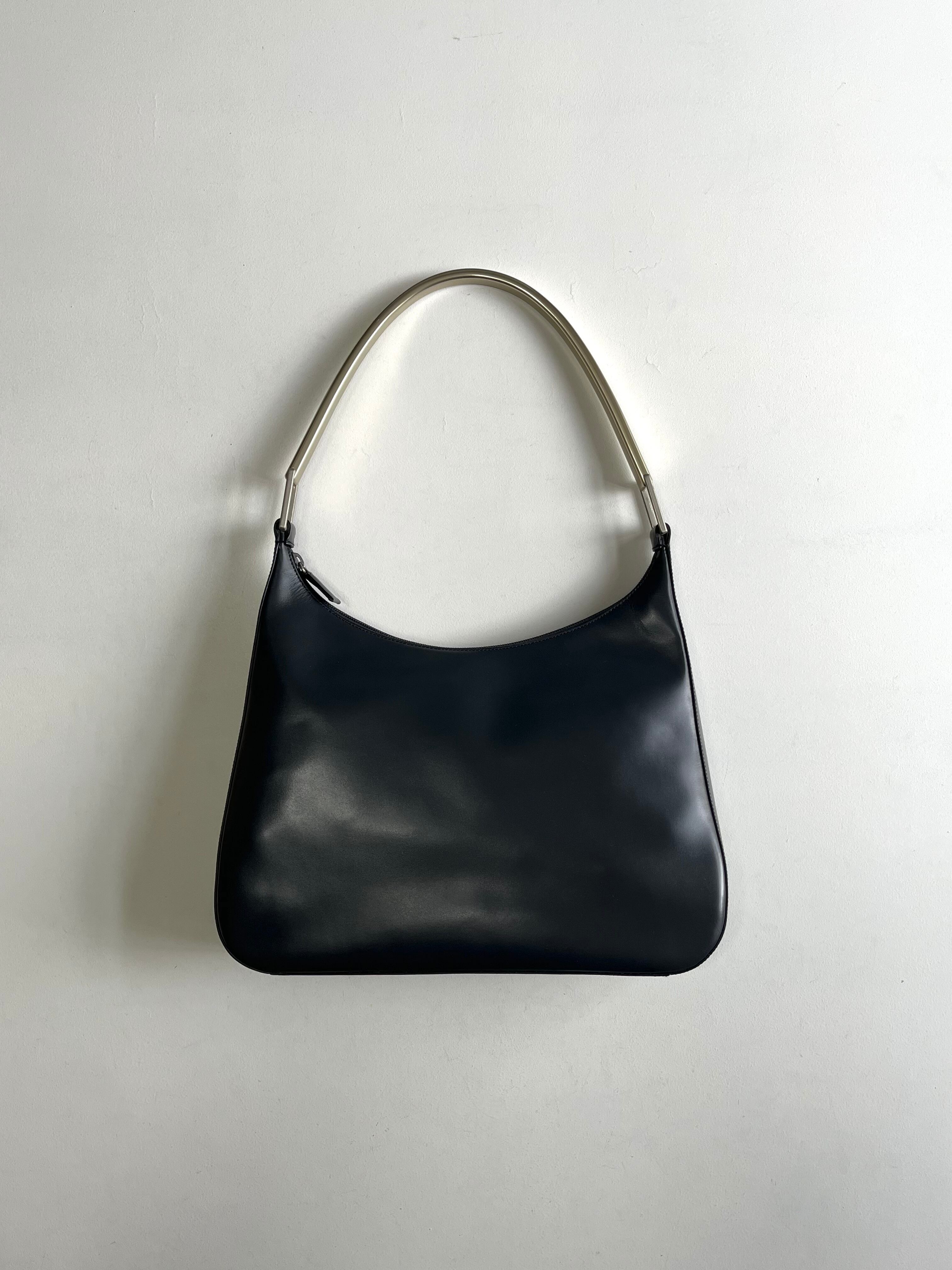 PRADA FW1998 Metal Handle Leather Bag | GREY