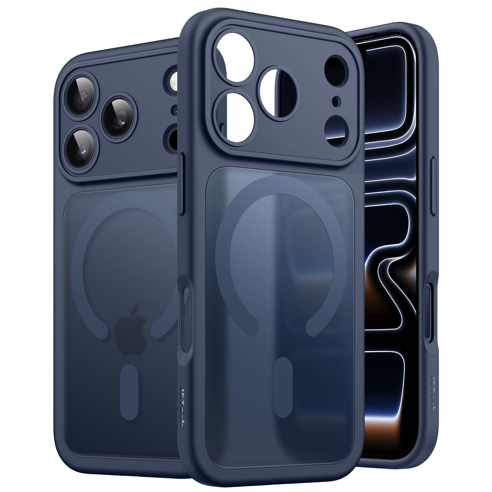 JETech iPhone 17 Pro用 マグネットマットケース (ダークブルー)