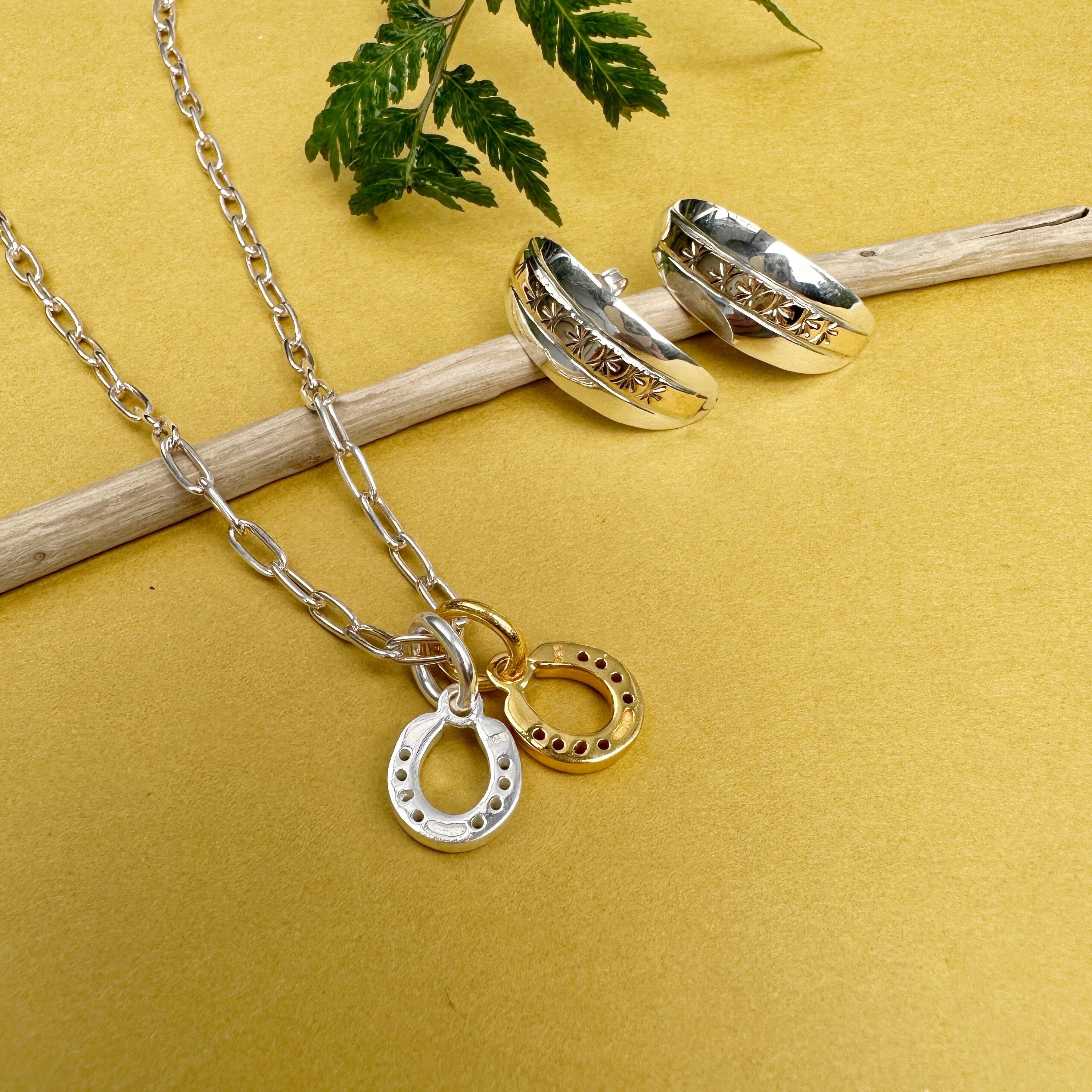 【再入荷】《Indian Jewelry》 Silver x Gold Coating コンビ スタッドピアス ロングオーバル型 鎌倉の