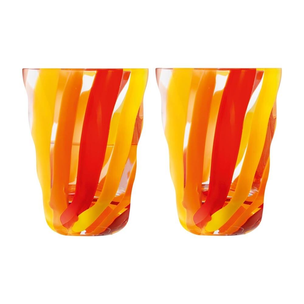 LSA Folk Tumbler タンブラー G1772-10-645 オレンジ・レッド・イエロー 280ml×2個セット LFK02 / エルエスエー タンブラーグラス ガラス