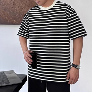 裾ロゴジャガードリッチボーダーTシャツ　0663