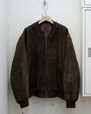 suede blouson / dark olive brown / From ITALY