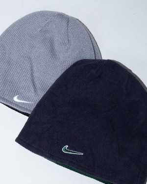 "NIKE" knit×fleece reversible knit cap