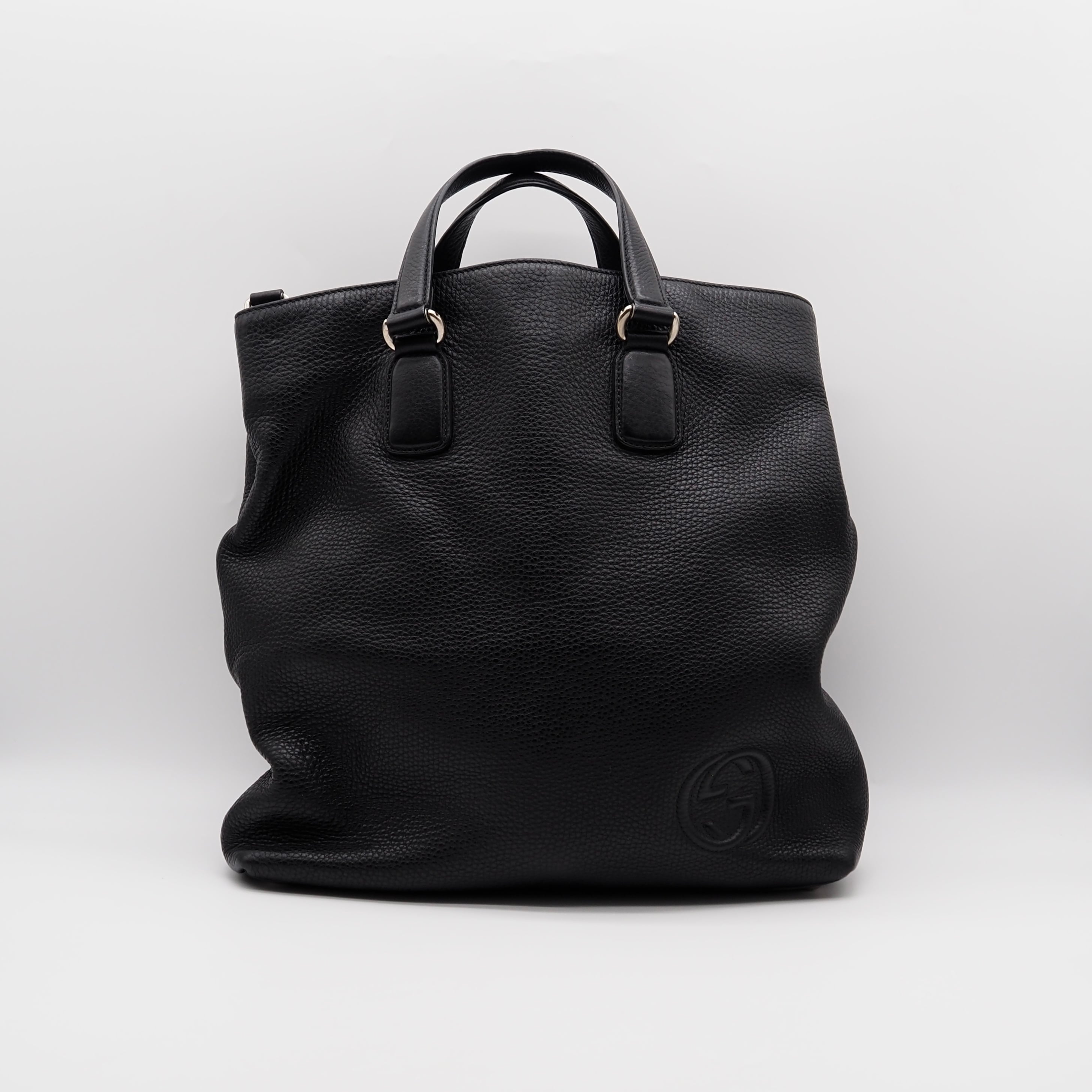 GUCCI インターロッキングG レザー トートバッグ ブラック GUCCI インターロッキングG トートバッグ レザー ブラック グッチ