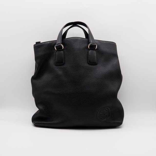 GUCCI インターロッキングG トートバッグ レザー ブラック グッチ