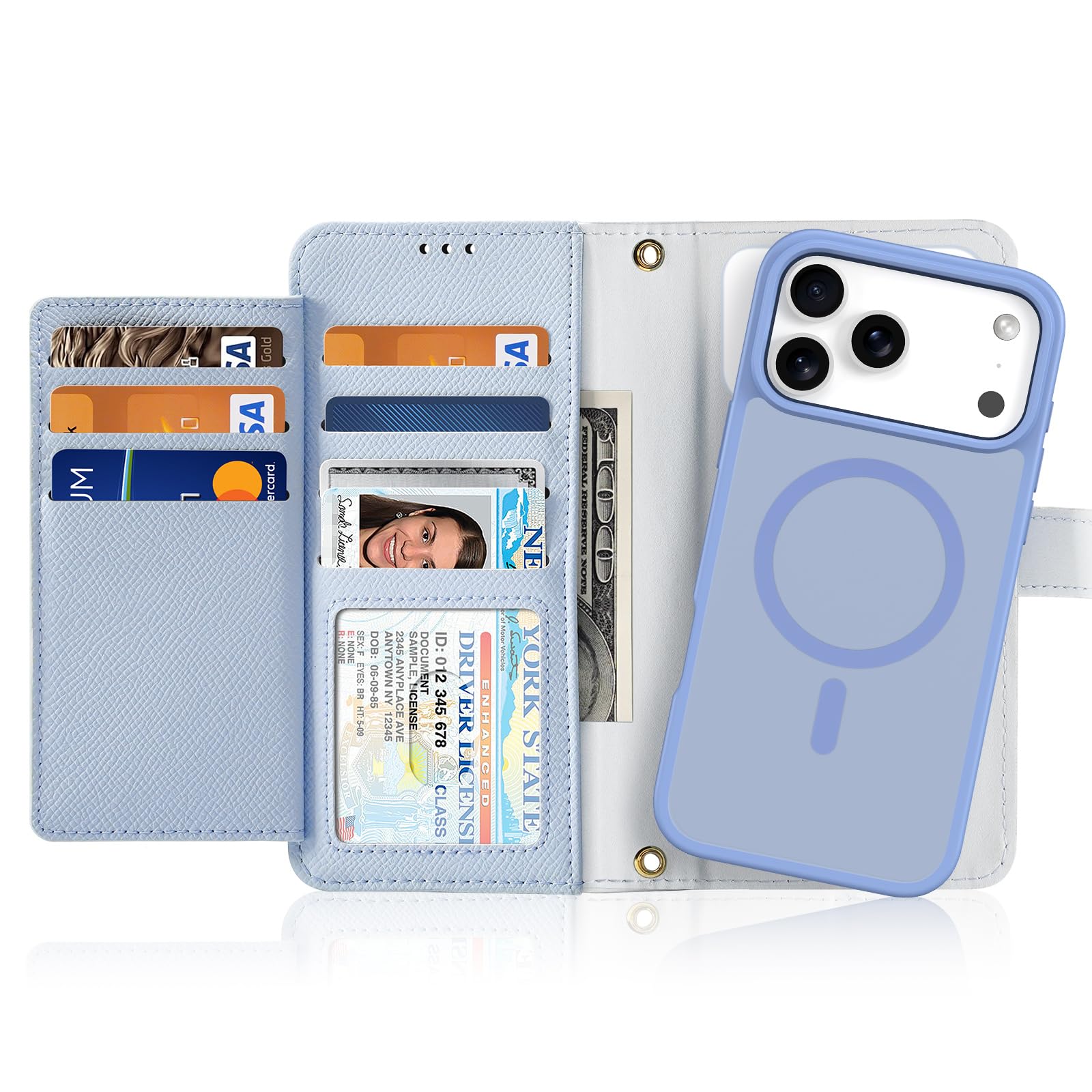 OWLGuardian 手帳型ケース iPhone 18 Pro Max / 17 Pro Max 対応 2in1分離 MagSafe 本革 みずいろ