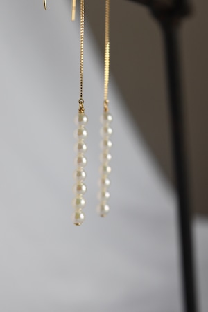 K18 Baby Akoya Pearl Long chain Earrings 18金ベビーアコヤ真珠ロングチェーンピアス