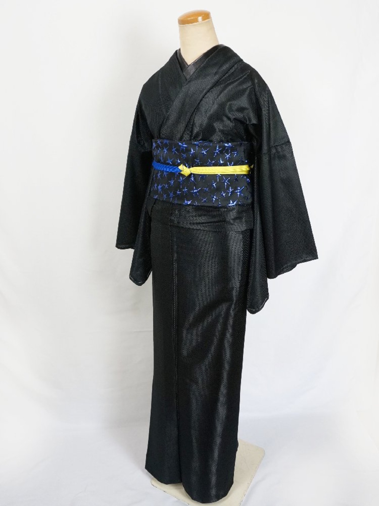 【受注商品】Rumi Rockきもの「バーズアイ」ブラック 　[A148]