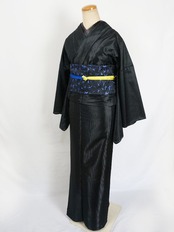 【受注商品】Rumi Rockきもの「バーズアイ」ブラック 　[A148]