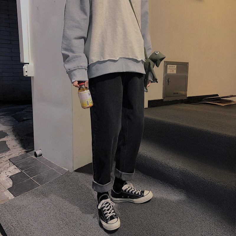 全1色 デニム パンツ ストレート カジュアル シンプル 無地