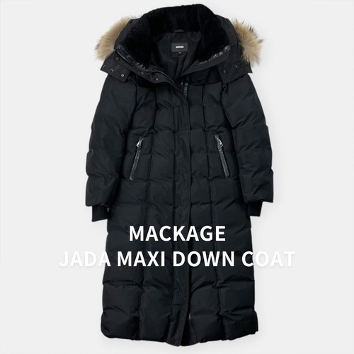 MACKAGE JADA マッカージュ マキシ ファー フード付き ロング ダウンコート 黒 ブラック S / J&NREUSE レディース アウター